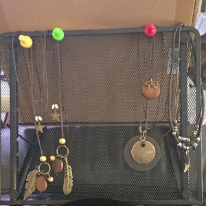 Bohemian Brown and Gold Feather Necklace Set